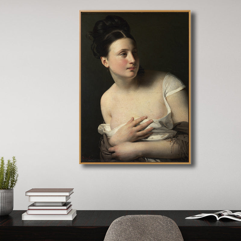 Brehn | Braunes Art Nouveau Leinwanddruck Gemälde Frau Portrait Wanddekoration für das Wohnzimmer