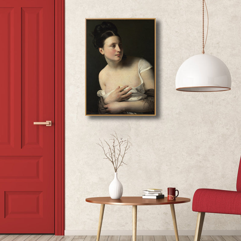 Brehn | Braunes Art Nouveau Leinwanddruck Gemälde Frau Portrait Wanddekoration für das Wohnzimmer