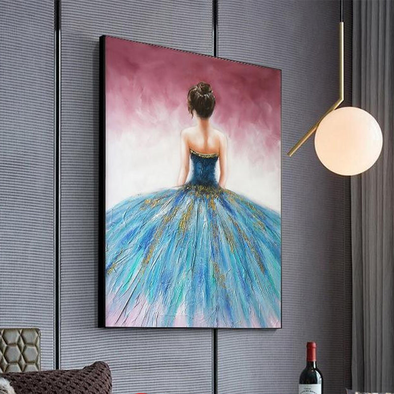 Brehn | Dressing Maiden Back Scene Leinwand Texturiert Glam Stil für Mädchen Schlafzimmer Wanddekor