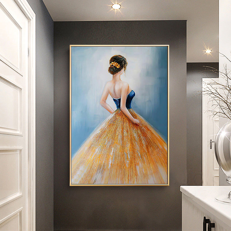 Brehn | Dressing Maiden Back Scene Leinwand Texturiert Glam Stil für Mädchen Schlafzimmer Wanddekor