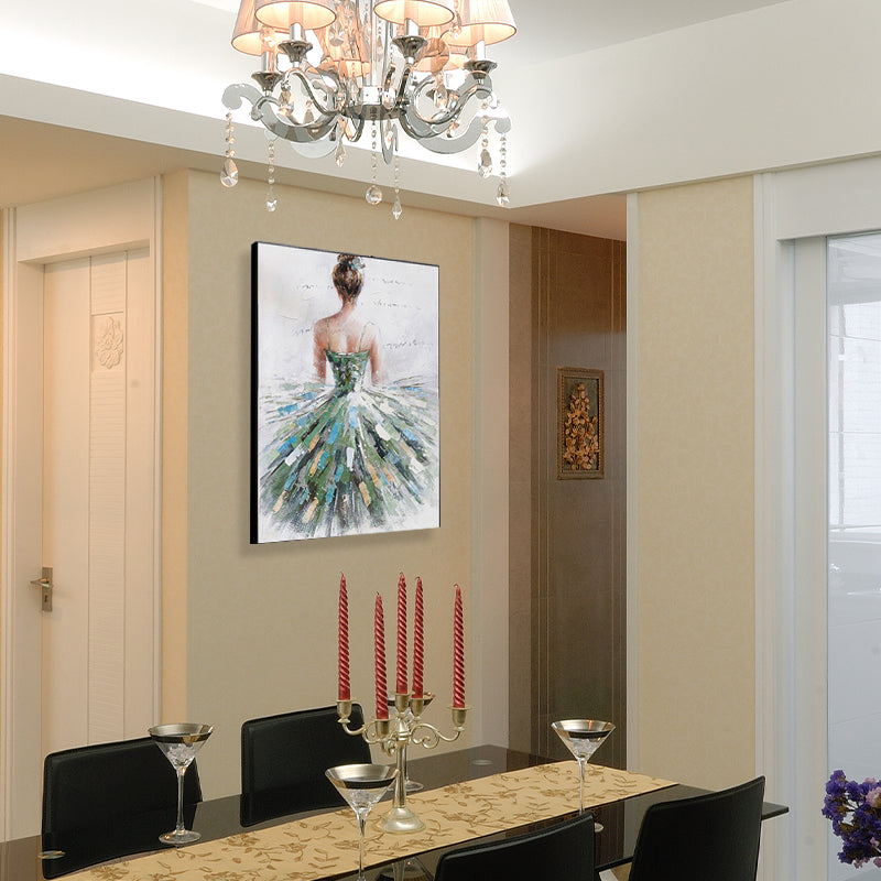 Brehn | Dressing Maiden Back Scene Leinwand Texturiert Glam Stil für Mädchen Schlafzimmer Wanddekor