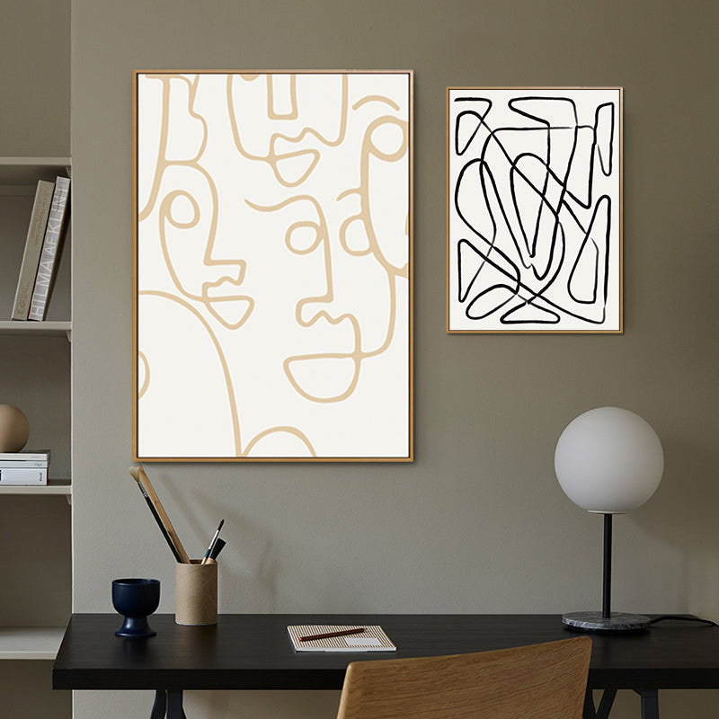 Brehn | Irreguläres Linienmuster Wandkunst Deko Wohnzimmer Abstrakter Leinwanddruck in Pastellfarbe
