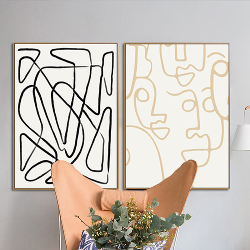 Brehn | Irreguläres Linienmuster Wandkunst Deko Wohnzimmer Abstrakter Leinwanddruck in Pastellfarbe