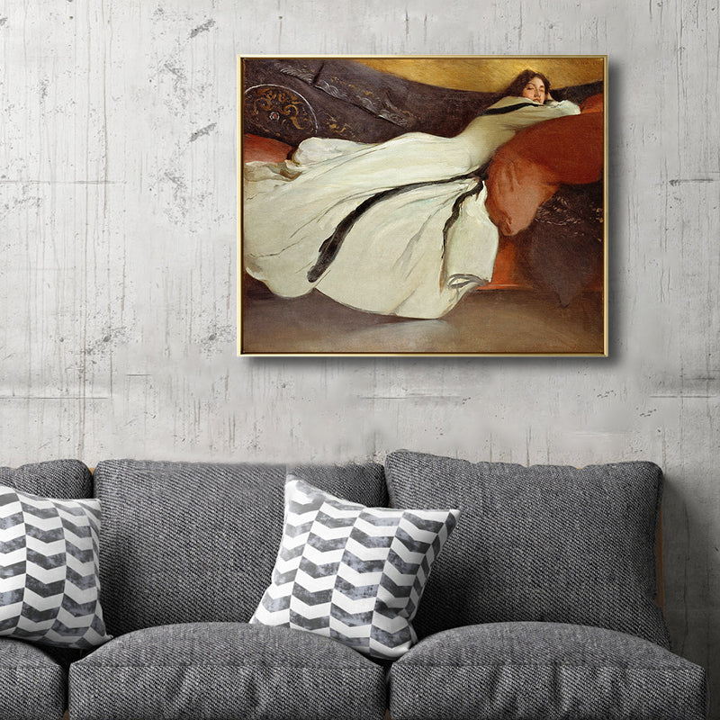 Brehn | Texturierte Frauen-Napping-Malerei-Leinwanddruck Art Nouveau Wanddeko für das Esszimmer