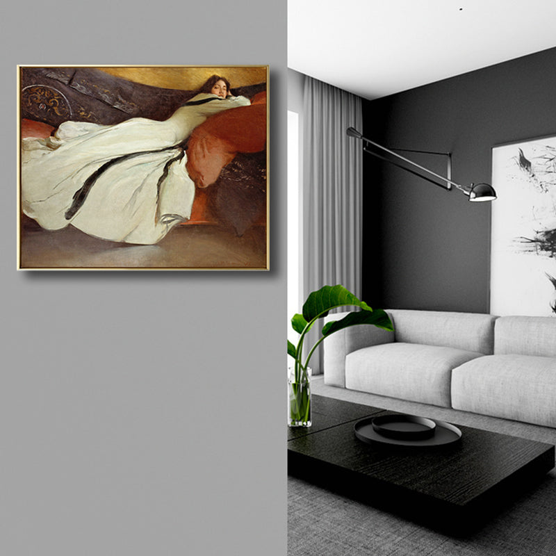 Brehn | Texturierte Frauen-Napping-Malerei-Leinwanddruck Art Nouveau Wanddeko für das Esszimmer