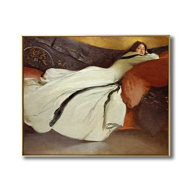 Brehn | Texturierte Frauen-Napping-Malerei-Leinwanddruck Art Nouveau Wanddeko für das Esszimmer