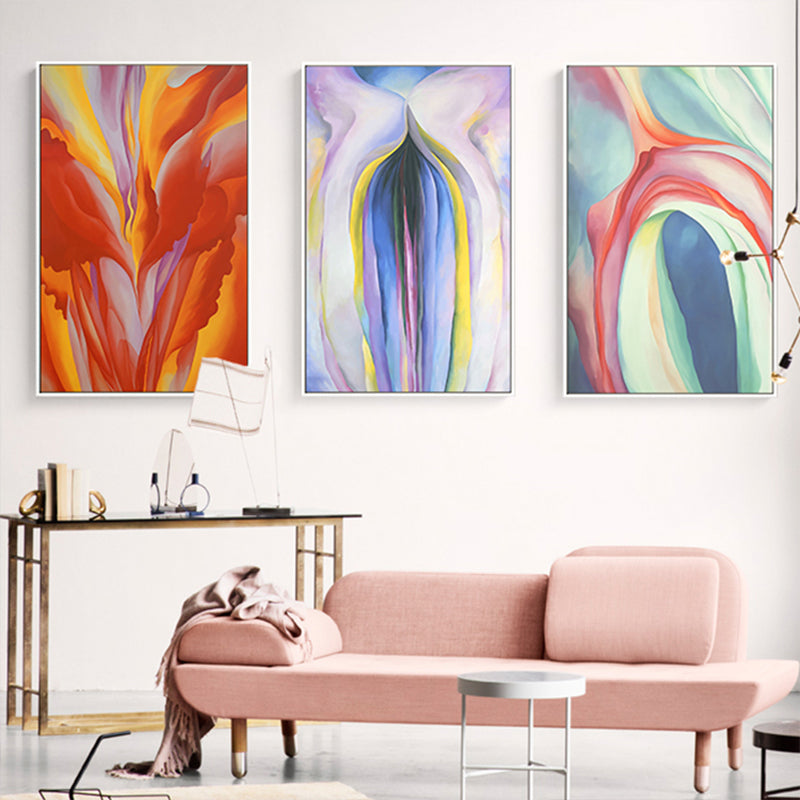 Brehn | Mehrfarbiges abstraktes Gemälde strukturiert zeitgenössische Wohnzimmer Leinwand Wandkunst