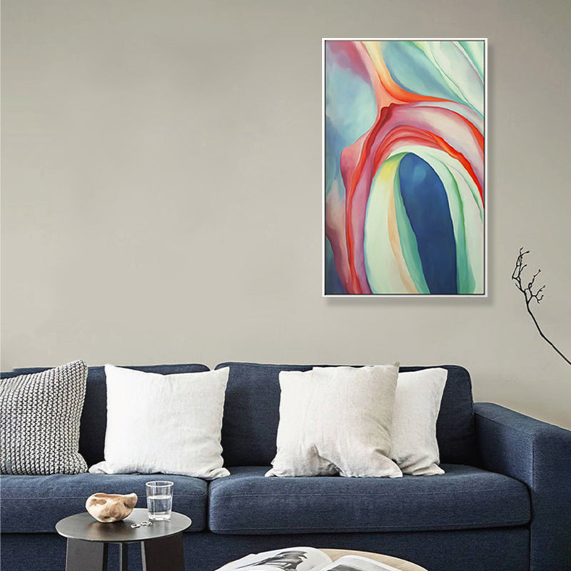 Brehn | Mehrfarbiges abstraktes Gemälde strukturiert zeitgenössische Wohnzimmer Leinwand Wandkunst
