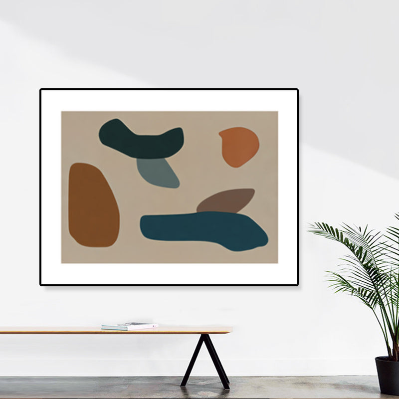 Brehn | Handdruckmuster Wandkunst Set Braunes Abstract Expressionism Leinwand für Wohnzimmer
