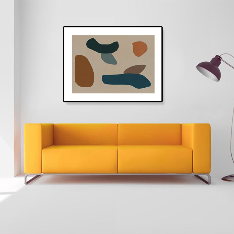 Brehn | Handdruckmuster Wandkunst Set Braunes Abstract Expressionism Leinwand für Wohnzimmer