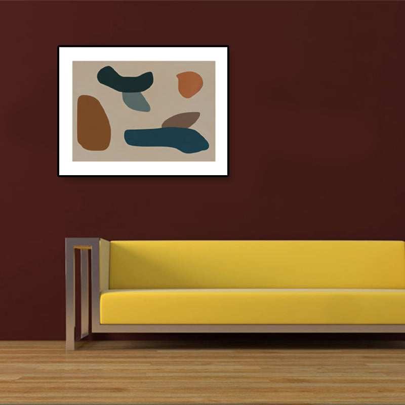 Brehn | Handdruckmuster Wandkunst Set Braunes Abstract Expressionism Leinwand für Wohnzimmer