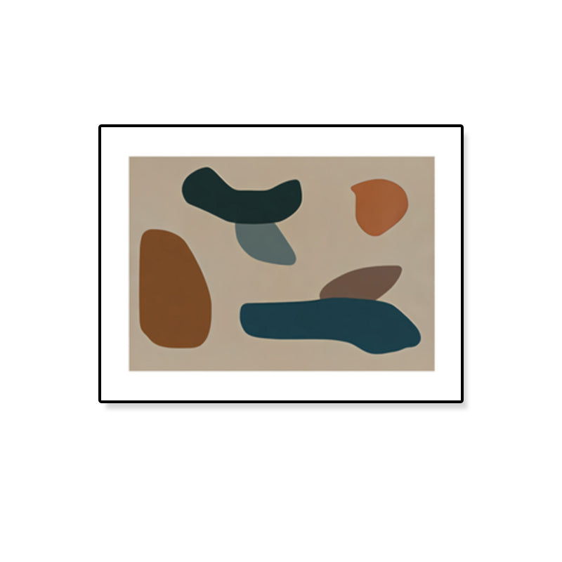 Brehn | Handdruckmuster Wandkunst Set Braunes Abstract Expressionism Leinwand für Wohnzimmer