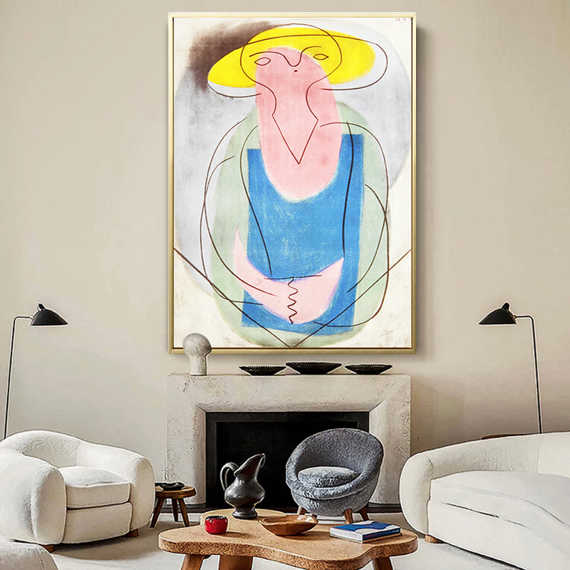 Brehn | Moderne Picasso Frauenmalerei Kunstdruck Blau Strukturierte Wanddekoration für das Innere des Hauses