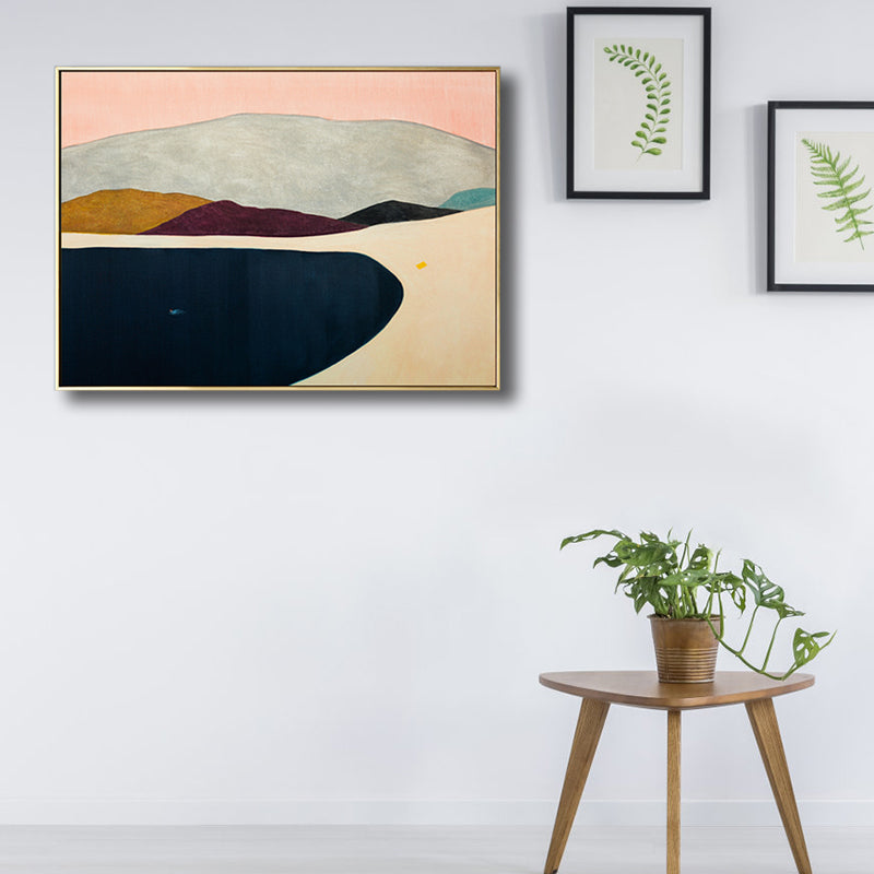 Brehn | Flaches Land-Canvas-Wandbild Nordisches Texturiertes Schlafzimmerbild in Pastellfarbe, Mehrere Größen