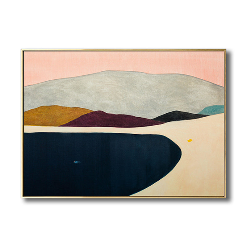 Brehn | Flaches Land-Canvas-Wandbild Nordisches Texturiertes Schlafzimmerbild in Pastellfarbe, Mehrere Größen