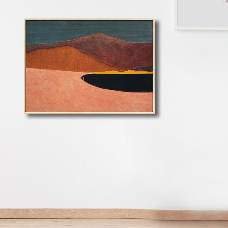 Brehn | Flaches Land-Canvas-Wandbild Nordisches Texturiertes Schlafzimmerbild in Pastellfarbe, Mehrere Größen