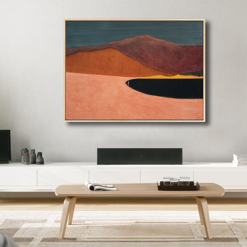 Brehn | Flaches Land-Canvas-Wandbild Nordisches Texturiertes Schlafzimmerbild in Pastellfarbe, Mehrere Größen