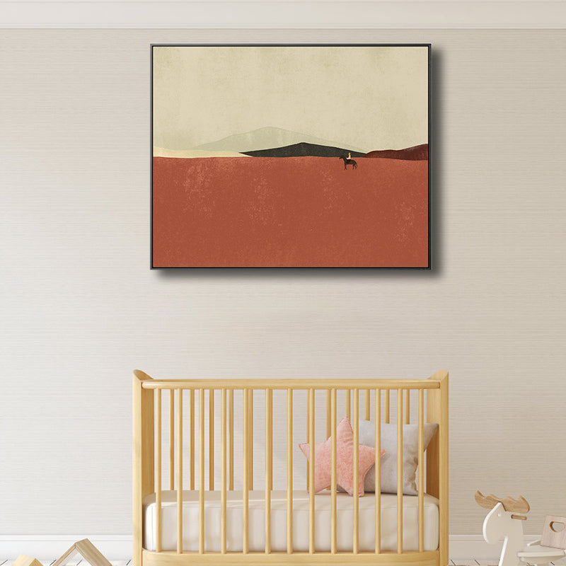 Brehn | Flaches Land-Canvas-Wandbild Nordisches Texturiertes Schlafzimmerbild in Pastellfarbe, Mehrere Größen