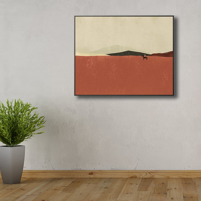 Brehn | Flaches Land-Canvas-Wandbild Nordisches Texturiertes Schlafzimmerbild in Pastellfarbe, Mehrere Größen
