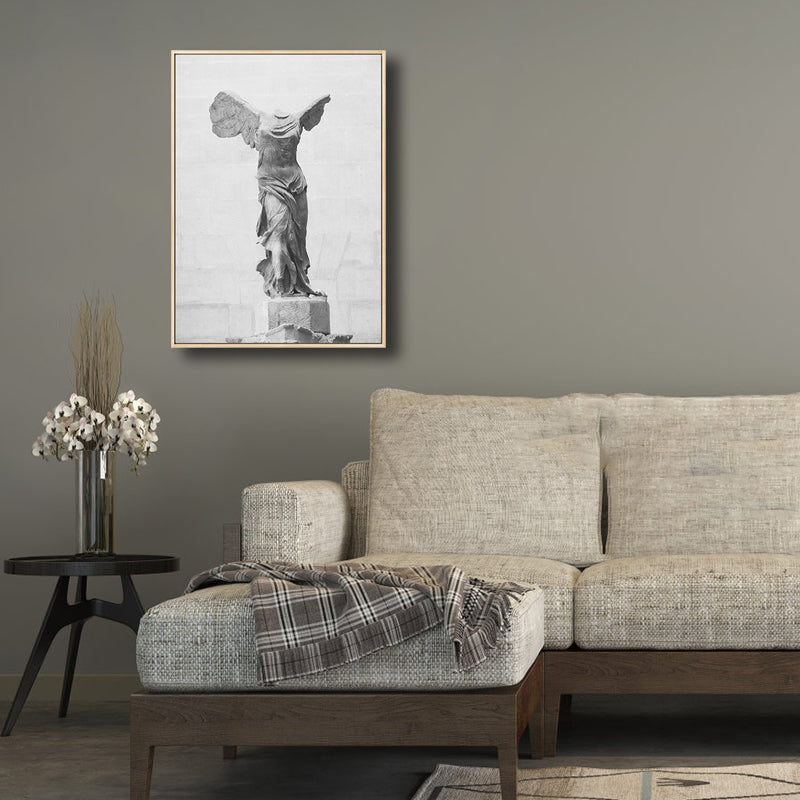 Brehn | Plastikskulptur geflügelte Viktoria Kunstdruck Moderner Leinwand Wanddekoration in Grau