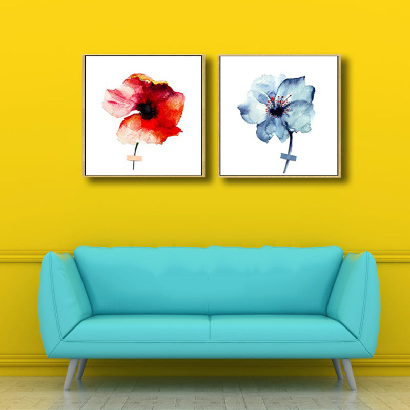 Brehn | Pastellfarbige florale Designmalerei strukturiertes modernes Esszimmer Leinwand Wandkunst, Set von 2