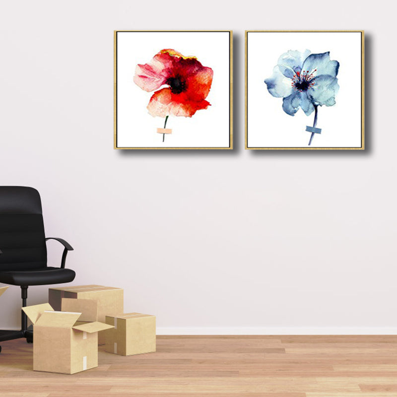 Brehn | Pastellfarbige florale Designmalerei strukturiertes modernes Esszimmer Leinwand Wandkunst, Set von 2