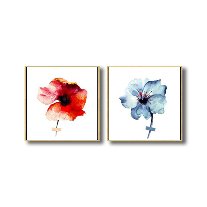 Brehn | Pastellfarbige florale Designmalerei strukturiertes modernes Esszimmer Leinwand Wandkunst, Set von 2