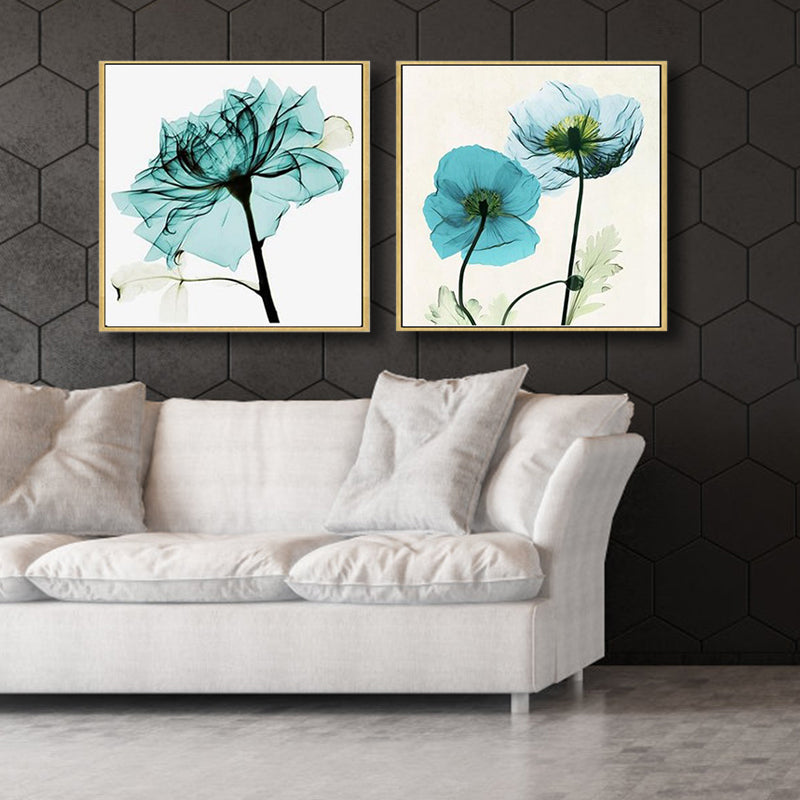 Brehn | Pastellfarbige florale Designmalerei strukturiertes modernes Esszimmer Leinwand Wandkunst, Set von 2