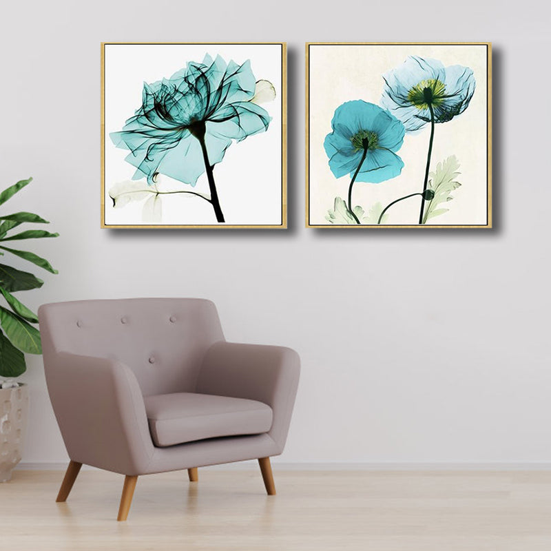 Brehn | Pastellfarbige florale Designmalerei strukturiertes modernes Esszimmer Leinwand Wandkunst, Set von 2