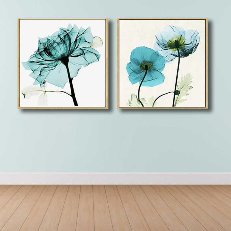 Brehn | Pastellfarbige florale Designmalerei strukturiertes modernes Esszimmer Leinwand Wandkunst, Set von 2