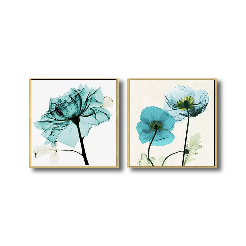 Brehn | Pastellfarbige florale Designmalerei strukturiertes modernes Esszimmer Leinwand Wandkunst, Set von 2