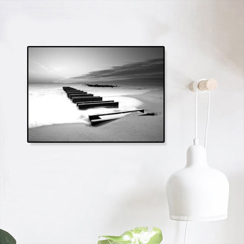 Brehn | Modernismus Fotografische Seestück Kunst Druck Leinwand Texturiert Dunkle Farbe Wanddekoration für Zuhause