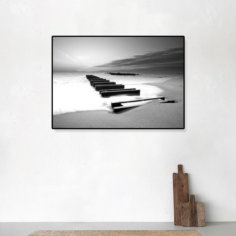 Brehn | Modernismus Fotografische Seestück Kunst Druck Leinwand Texturiert Dunkle Farbe Wanddekoration für Zuhause
