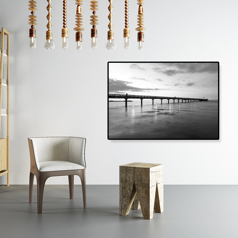 Brehn | Modernismus Fotografische Seestück Kunst Druck Leinwand Texturiert Dunkle Farbe Wanddekoration für Zuhause