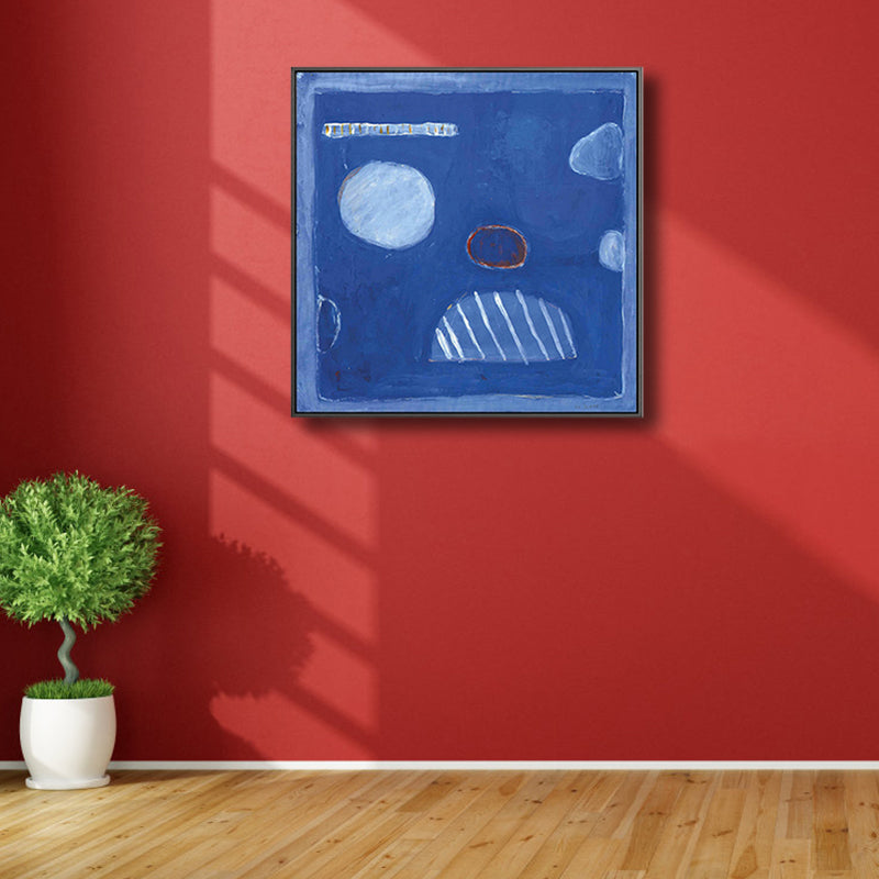 Brehn | Blaue geometrische Leinwand Wandkunst abstrakte minimalistische strukturierte Wanddekoration für den Raum