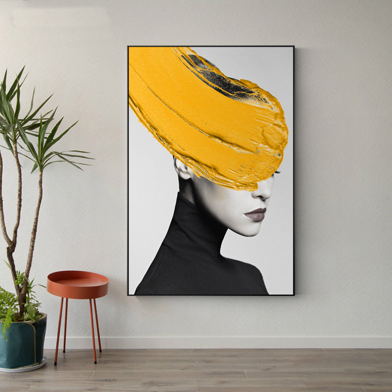 Brehn | Texturiertes Mixed-Media-Fashion-Mädchen Gemälde Leinwand Glam Wandkunst Dekor für das Spielzimmer