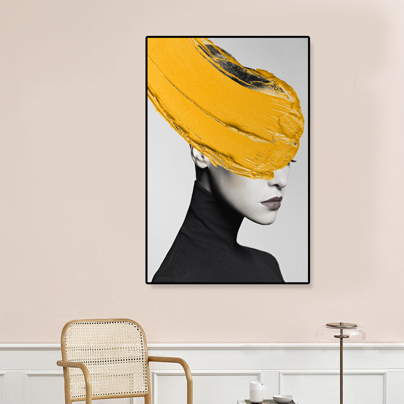 Brehn | Texturiertes Mixed-Media-Fashion-Mädchen Gemälde Leinwand Glam Wandkunst Dekor für das Spielzimmer