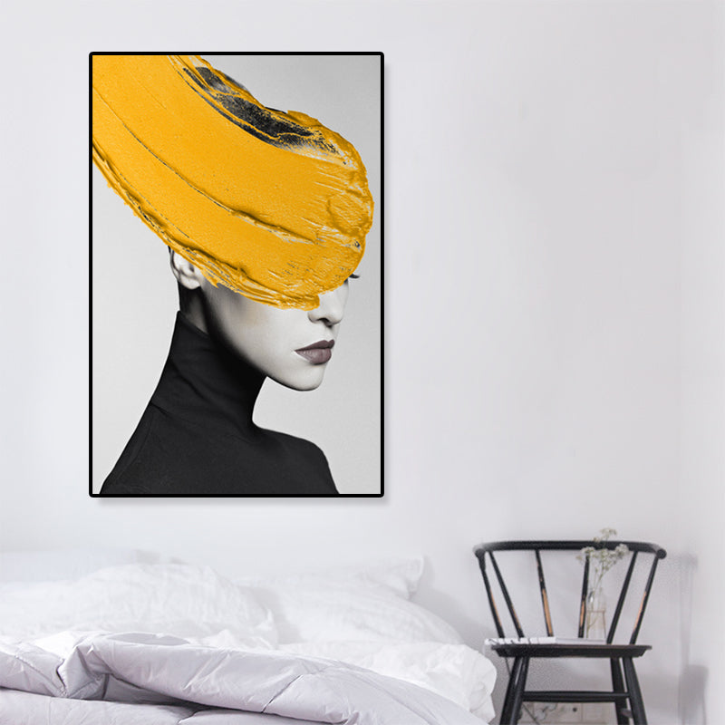 Brehn | Texturiertes Mixed-Media-Fashion-Mädchen Gemälde Leinwand Glam Wandkunst Dekor für das Spielzimmer