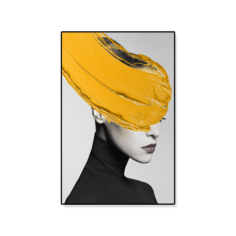 Brehn | Texturiertes Mixed-Media-Fashion-Mädchen Gemälde Leinwand Glam Wandkunst Dekor für das Spielzimmer