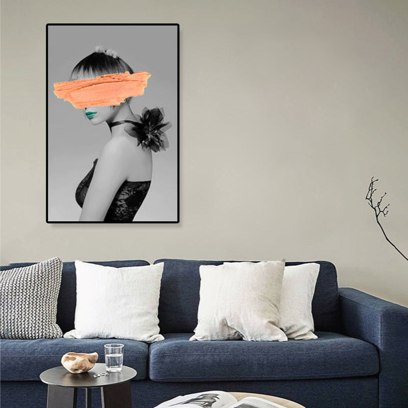 Brehn | Texturiertes Mixed-Media-Fashion-Mädchen Gemälde Leinwand Glam Wandkunst Dekor für das Spielzimmer