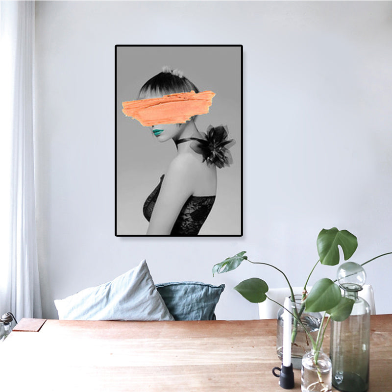 Brehn | Texturiertes Mixed-Media-Fashion-Mädchen Gemälde Leinwand Glam Wandkunst Dekor für das Spielzimmer