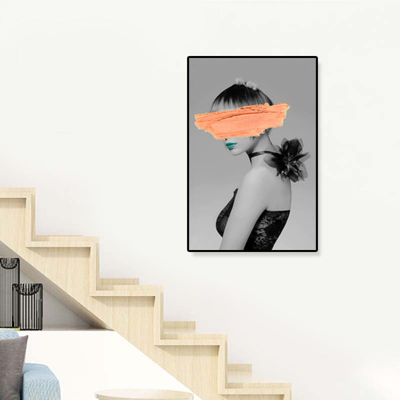 Brehn | Texturiertes Mixed-Media-Fashion-Mädchen Gemälde Leinwand Glam Wandkunst Dekor für das Spielzimmer