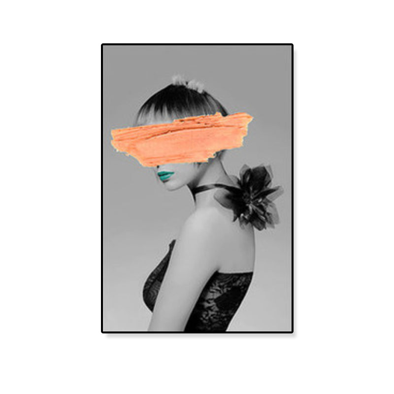 Brehn | Texturiertes Mixed-Media-Fashion-Mädchen Gemälde Leinwand Glam Wandkunst Dekor für das Spielzimmer