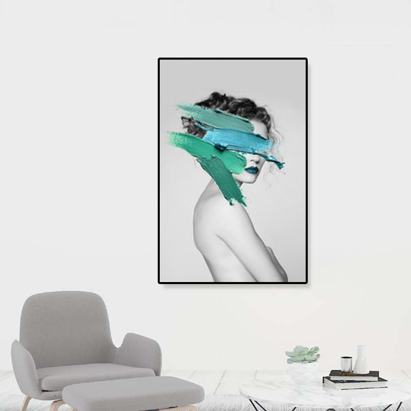 Brehn | Texturiertes Mixed-Media-Fashion-Mädchen Gemälde Leinwand Glam Wandkunst Dekor für das Spielzimmer
