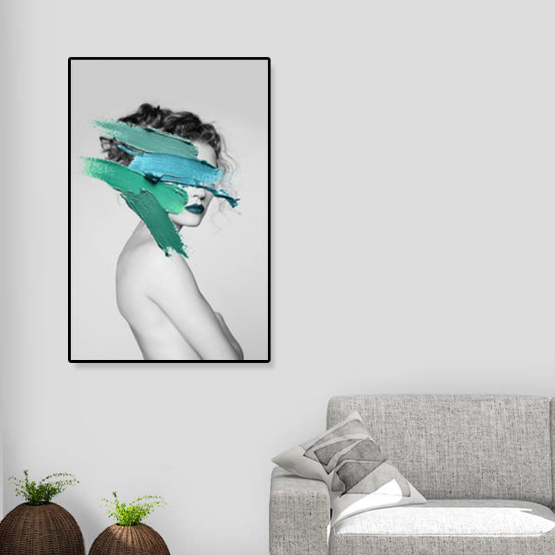 Brehn | Texturiertes Mixed-Media-Fashion-Mädchen Gemälde Leinwand Glam Wandkunst Dekor für das Spielzimmer