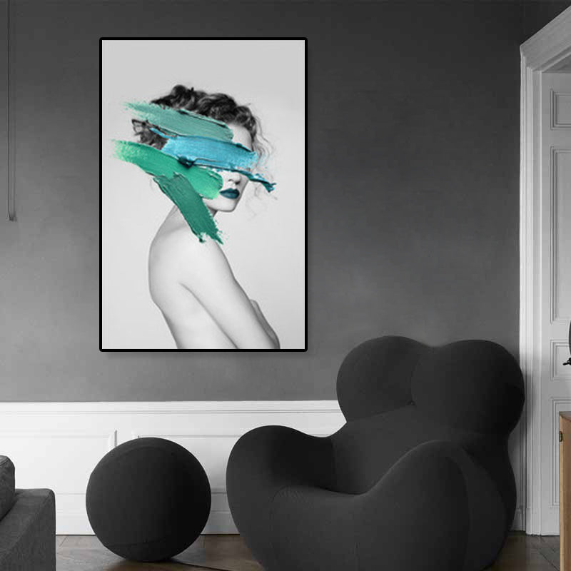 Brehn | Texturiertes Mixed-Media-Fashion-Mädchen Gemälde Leinwand Glam Wandkunst Dekor für das Spielzimmer