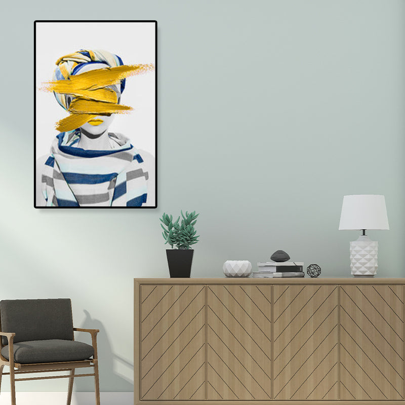 Brehn | Texturiertes Mixed-Media-Fashion-Mädchen Gemälde Leinwand Glam Wandkunst Dekor für das Spielzimmer