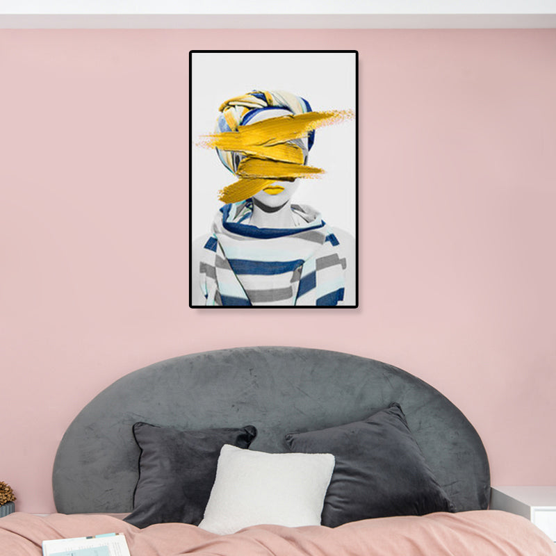 Brehn | Texturiertes Mixed-Media-Fashion-Mädchen Gemälde Leinwand Glam Wandkunst Dekor für das Spielzimmer
