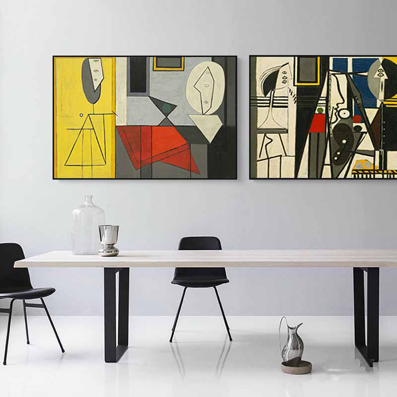 Brehn | Kubismus Einzigartiges Muster Leinwanddruck Abstrakt Helle Farbe Jungen Schlafzimmer Wandkunst Dekor