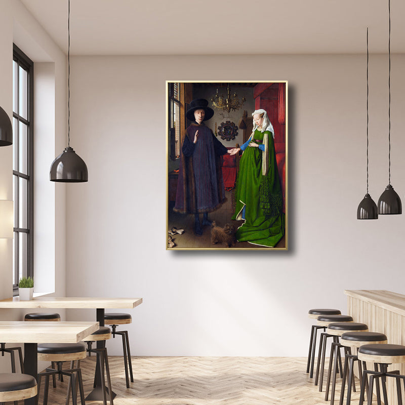 Brehn | Arnolfini-Porträt Wanddekoration Jugendstil klassische Figurenmalerei in Grün für Zuhause